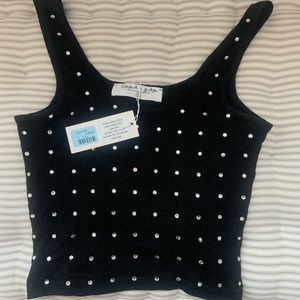 EMMA & SAM LF black rhinestone tank New With Tags